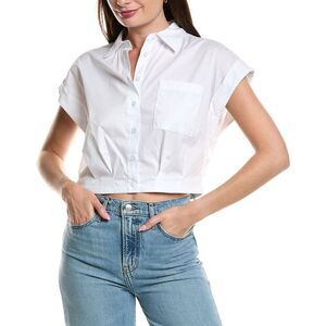 Kenneth Cole Womens Cropped Shirt, White